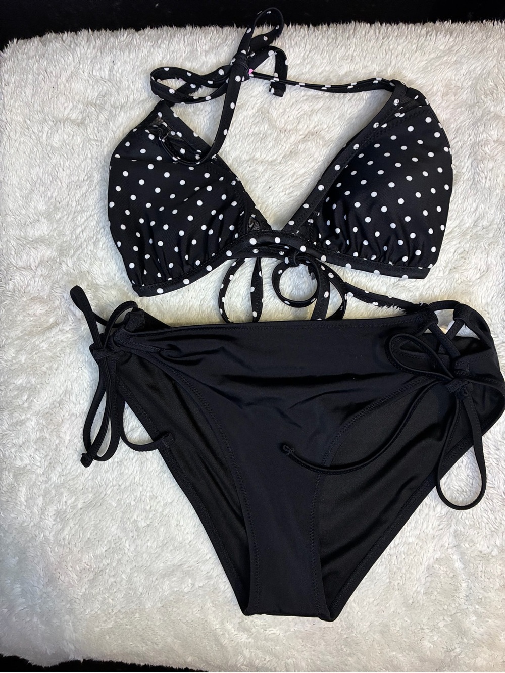 Shade & Shore Black and White Polka Dot Bikini Top
